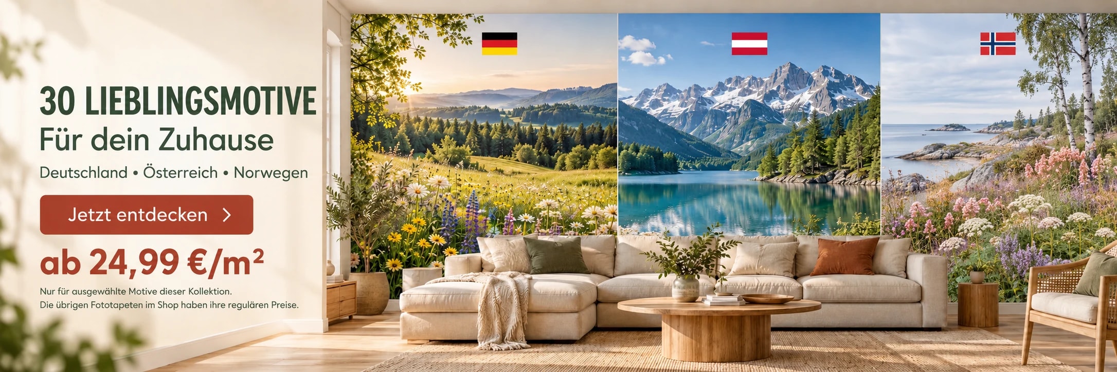 30 Lieblingsmotive für dein Zuhause aus Deutschland, Österreich und Norwegen – Fototapeten ab 24,99 € pro m², jetzt entdecken
